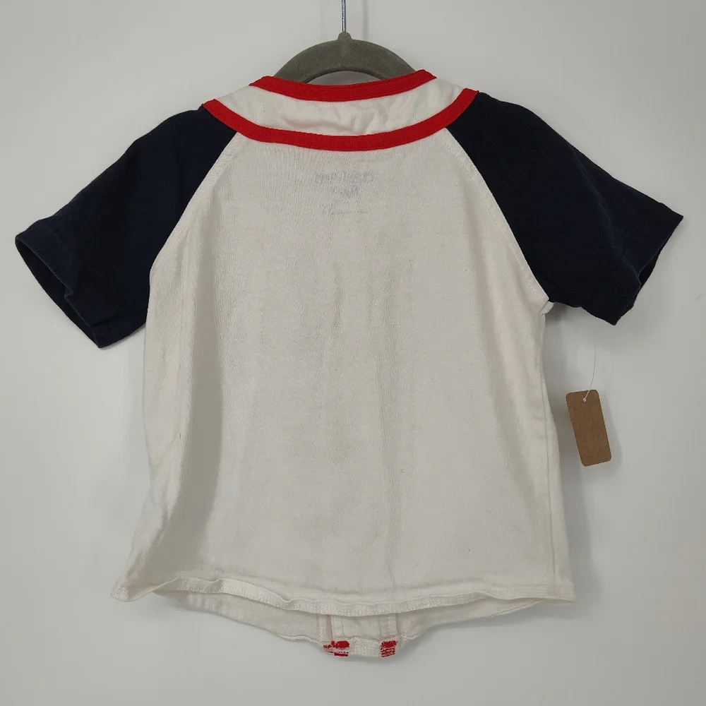 OshKosh B'gosh Kids Jersey Button Down Shirt - Navy, White, and Red Size 3T